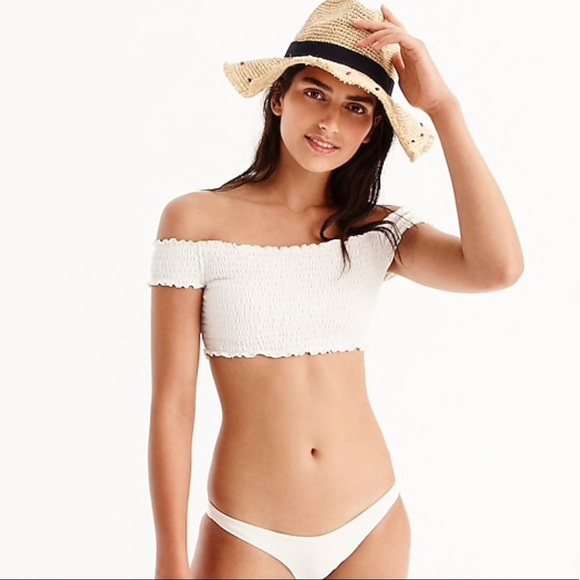 smocked off the shoulder bikini top